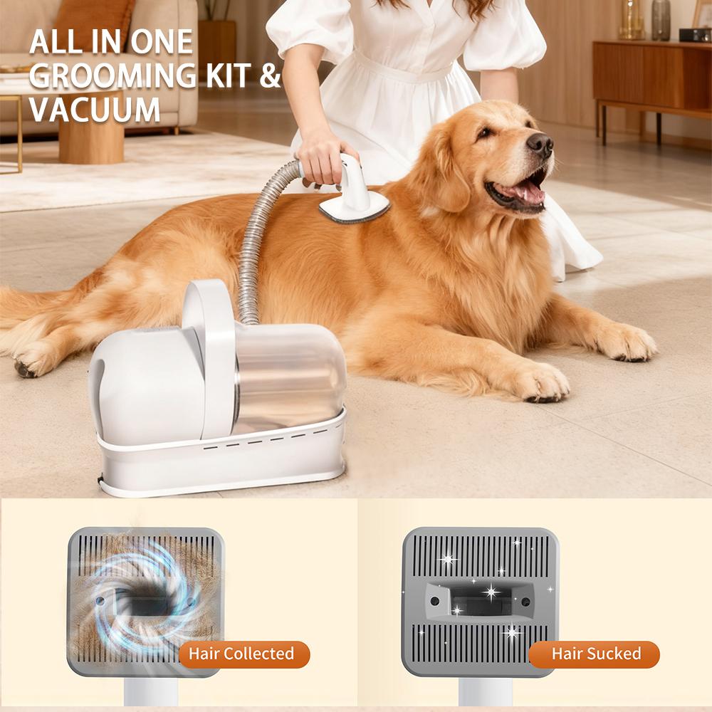 Multi-functional Pet Grooming Kit with Vacuum Cleaner Quiet Pet Hair Vacuum Grooming Tool Dog Hair Removal Vacuum for Home Use