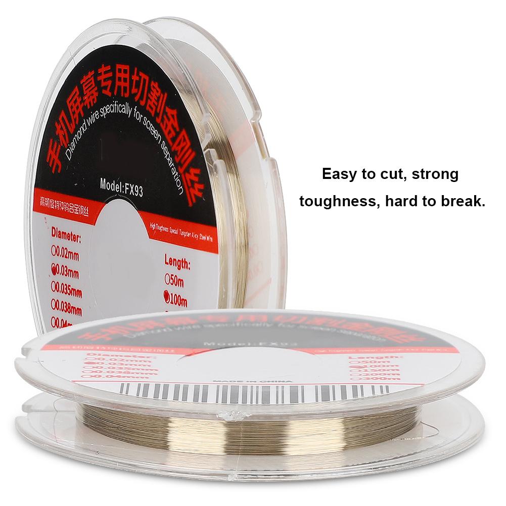 0.03mm Special Cut Alloy steel Wire Accessory for Mobile Phone Screen 100m Length