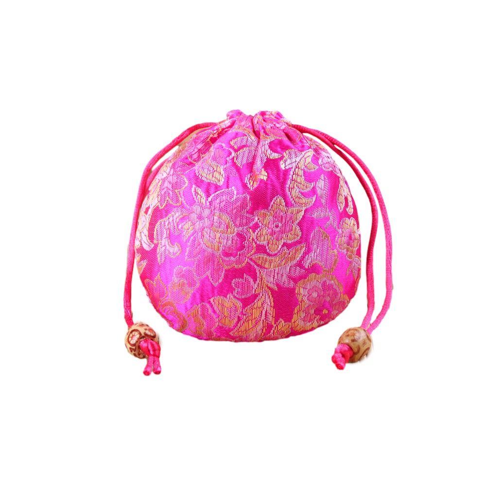 Chinese Style Embroidery Flower Drawstring Bag Jewelry Packing Bag Festive Sugar Bag  Daily