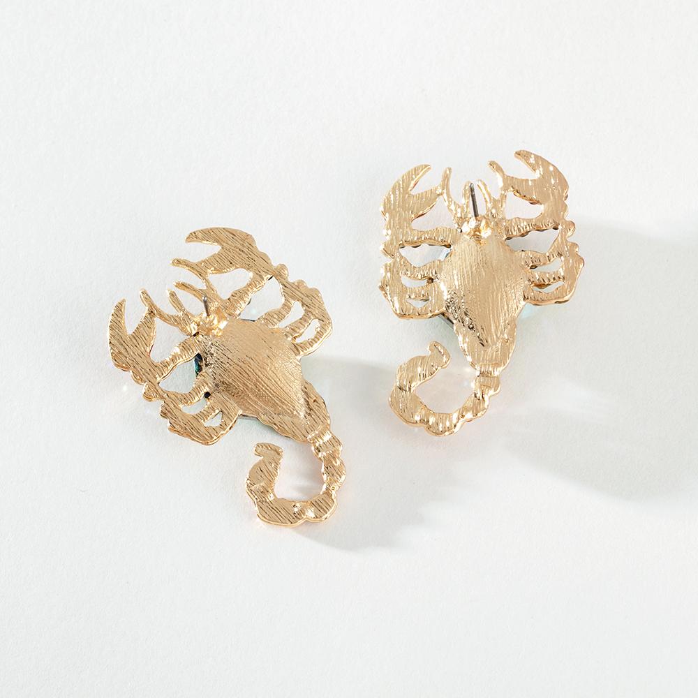 Pinkdudu Fashion Multicolor Scorpion Stud Earrings Exaggerated Shiny Large Rhinestone Insect Earring for Women Jewelry PD1179