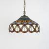 Artisan Handcrafted Color Glass Pendant Light with Peacock Dragonfly Leaf Pattern - Unique Handmade Lighting Fixture