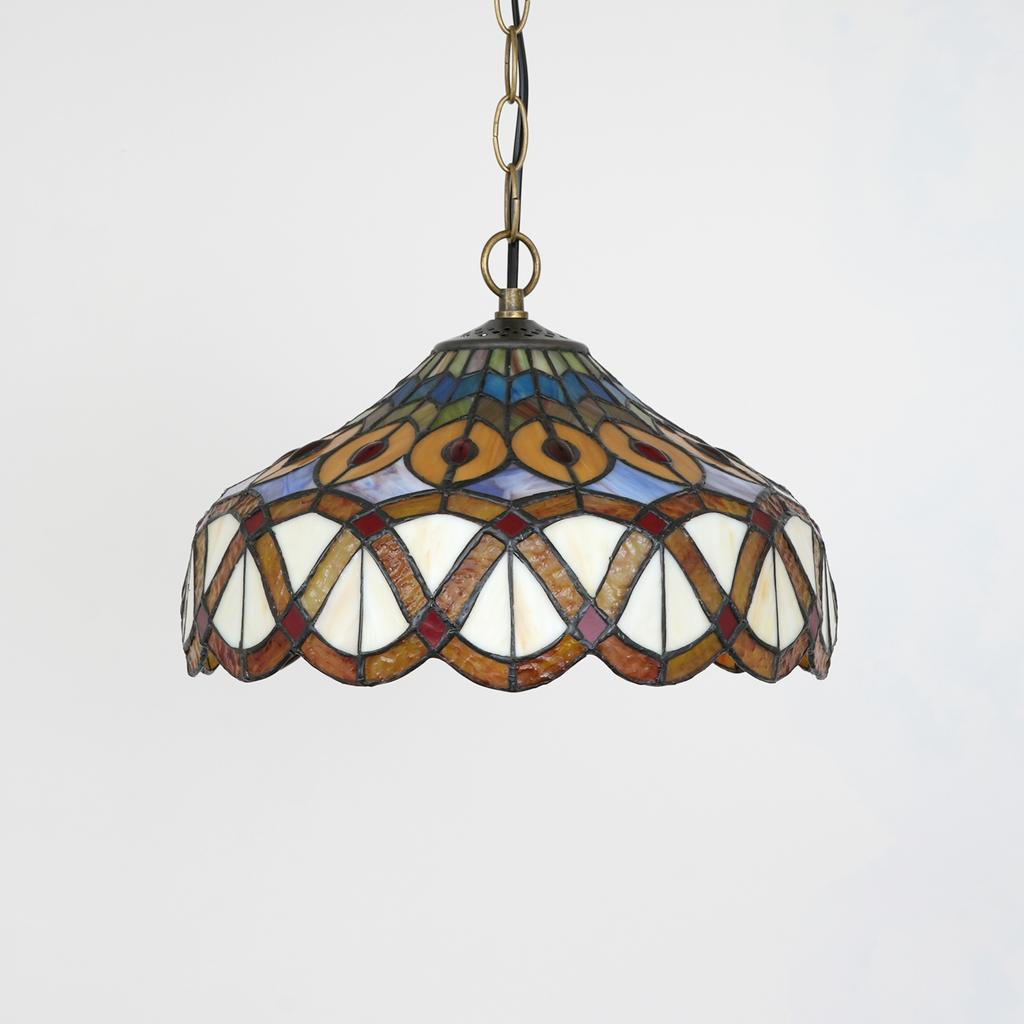 Artisan Handcrafted Color Glass Pendant Light with Peacock Dragonfly Leaf Pattern - Unique Handmade Lighting Fixture