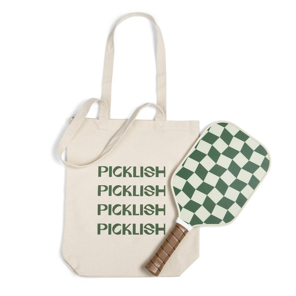 Picklish Pickleball Checks Paddle  Luxury Stylish Fiberglass Surface with High Grit and Spin Extended Handle 11mm