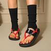 Fashion Summer 2025 New Flat Knot Versatile Flip Toe Herringbone Sandals Women