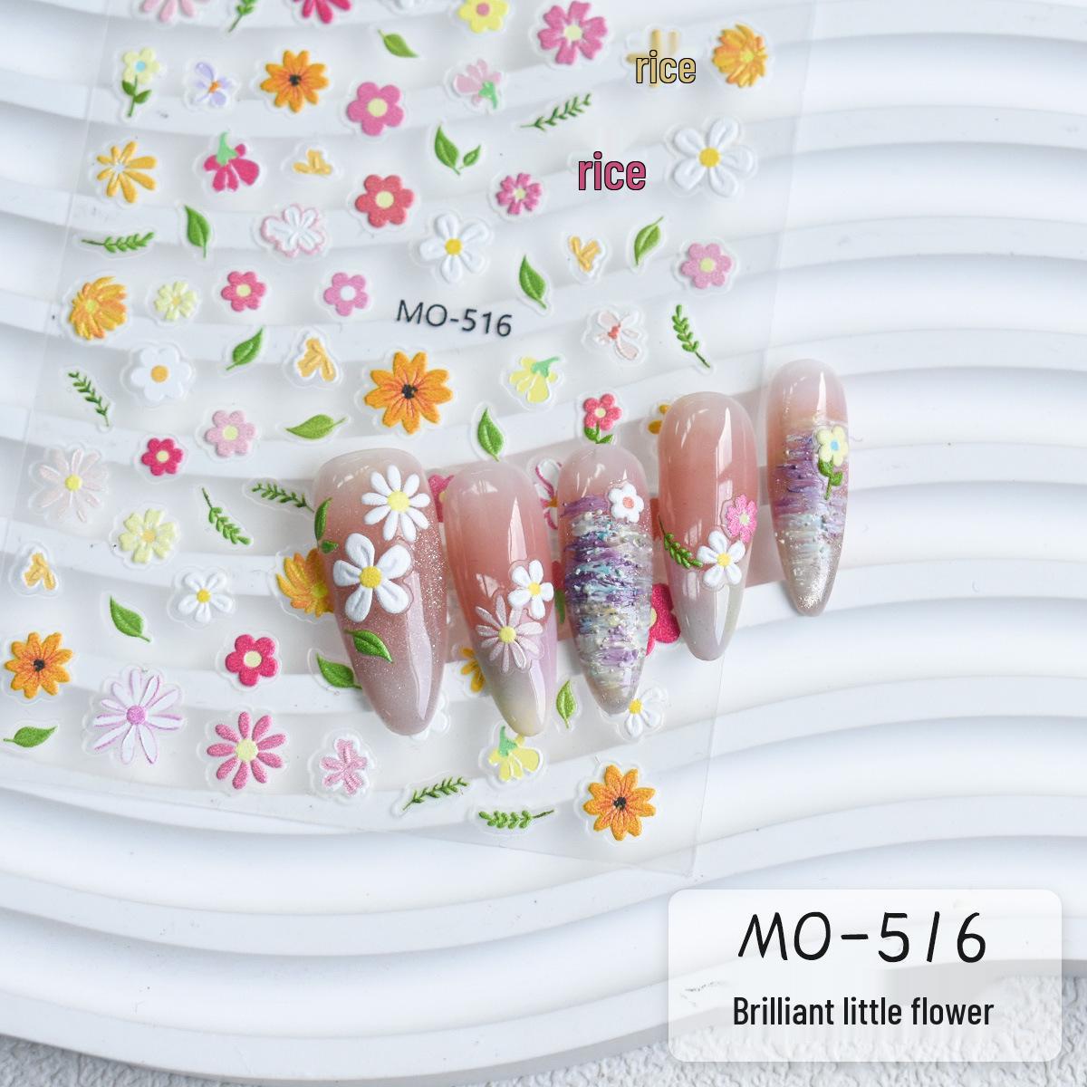 

Kasuga 2025 Embossed White Daisy Five-Petal Flower Nail Stickers - Trending Internet Favorite