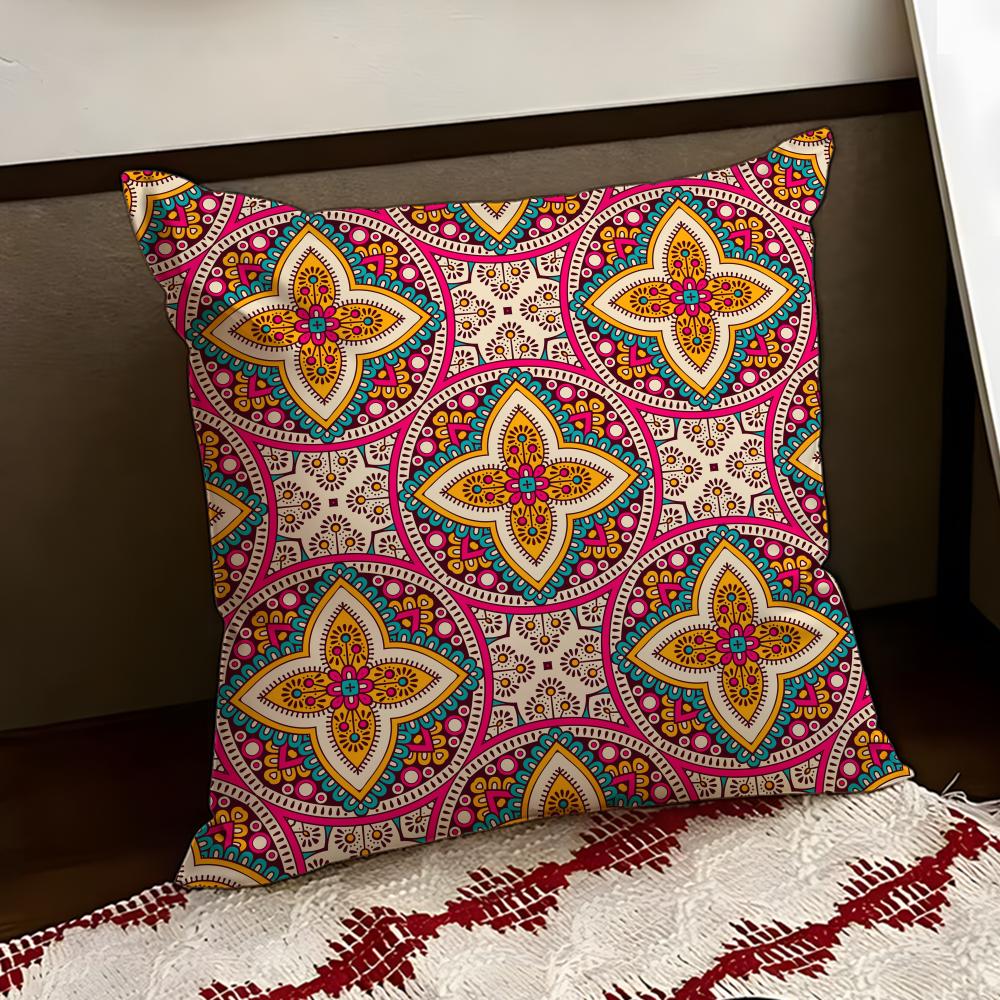 Indian Ethnic Pattern Cushion Cover Reversible Soft Durable Pillow Cover Home  Car MultiScene Use for Daily Comfort