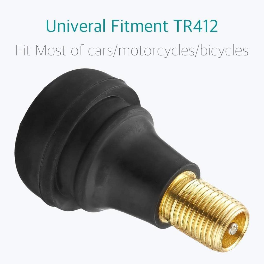 12 Pieces Snap-in Rubber Tire Valve Stems TR412 11.5mm 0.453 Inch with High Temperature Brass Valve Cores Tyre Valve Stems for Tubeless Rim Holes on