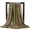 Fashion Scarves For Women Print Silk Satin Head Scarf Female 90cmx90cm Luxury Brand Square Shawl Large Hijab Scarfs For Ladies