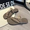 French set of toe flat-bottomed cool slippers women's summer wear 2025 new beautiful fairy style with skirt beach sandals