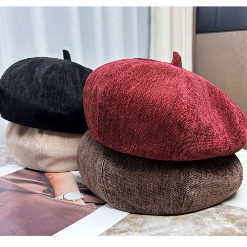 Spring And Autumn Korean Retro Solid Color Beret Women Travel Check-In Po Commuter Warm Fashion All-Match Painter Newsboy Cap