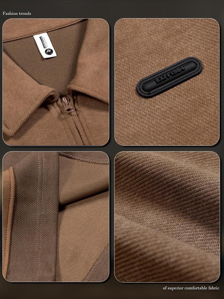 Men's Autumn Retro Lapel Hoodie - Trendy Loose-Fit Casual Knit Top, Long Sleeve Polo Style.