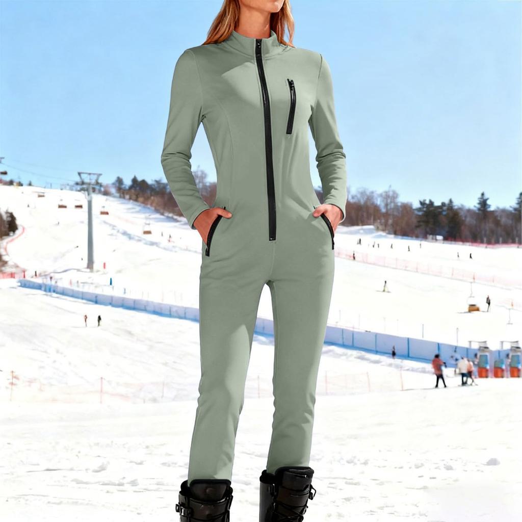 Tuta Sportiva Calda da Donna a Manica Lunga Yoga Compressione Elastica Moda Pezzo Unico per Sci