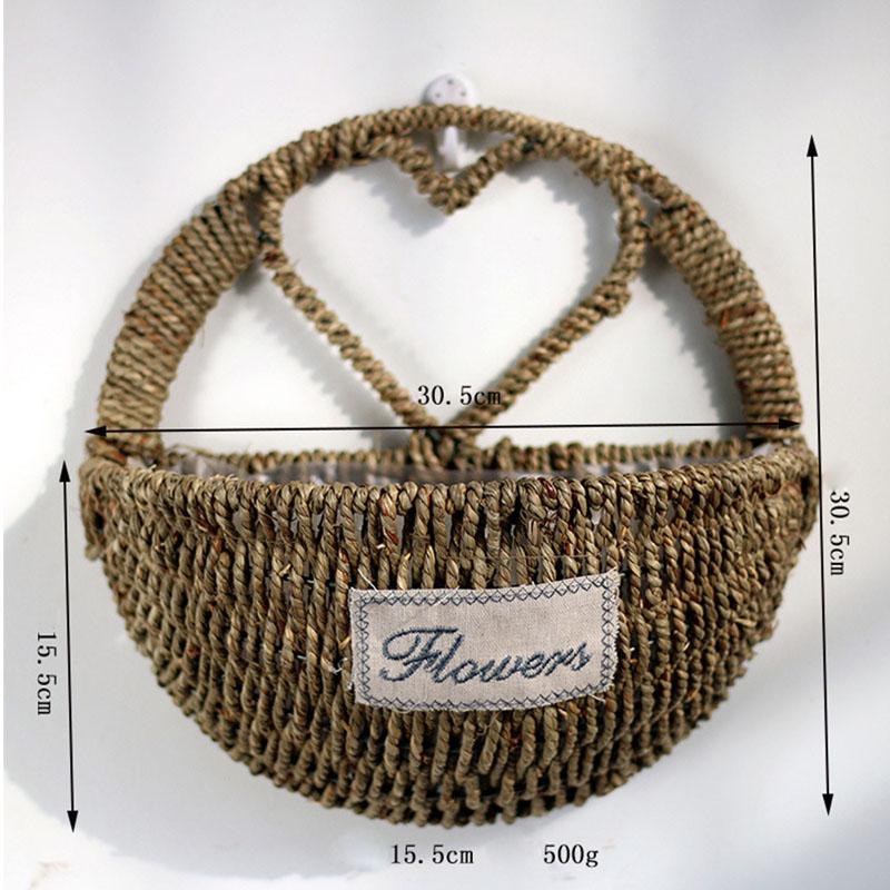 Straw Basket Wall Hanging Flowerpot Wall Art Woven Planter Home Decor
