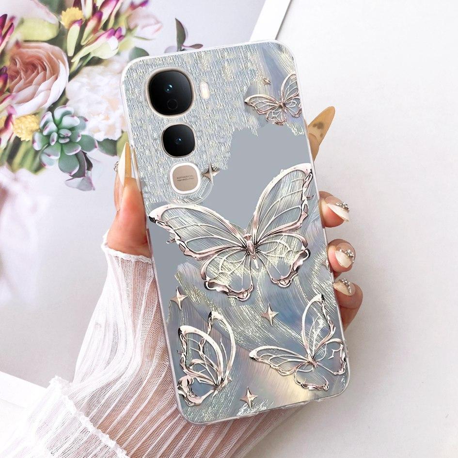 For Vivo Y400 5G Case V2506 New Fashion Flower Cover Transparent Silicone Slim Soft Phone Cover For Vivo Y400 Pro Y400Pro Bumper