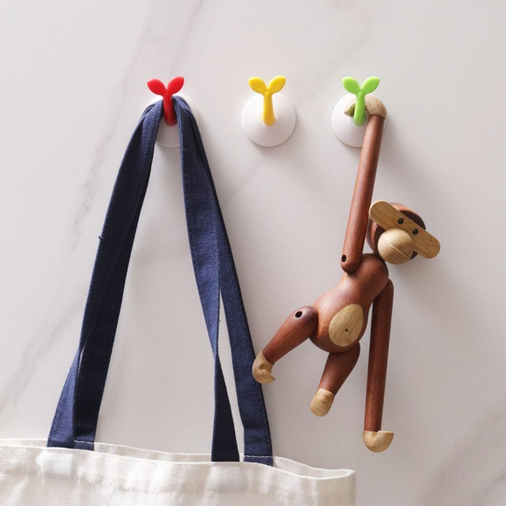 3 pcs Hanger Cute Wall Hook Punch Free Towel Hanger Fixed Self Adhesive Hook  Kitchen