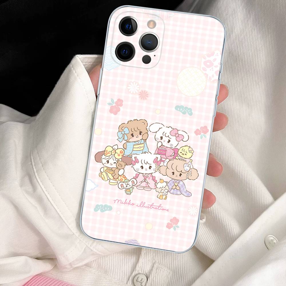Cute M-mikko C-characters For IPhone 11 12 13 14 15 16 17 Pro Max Plus Air Transparent Clear Shockproof Case