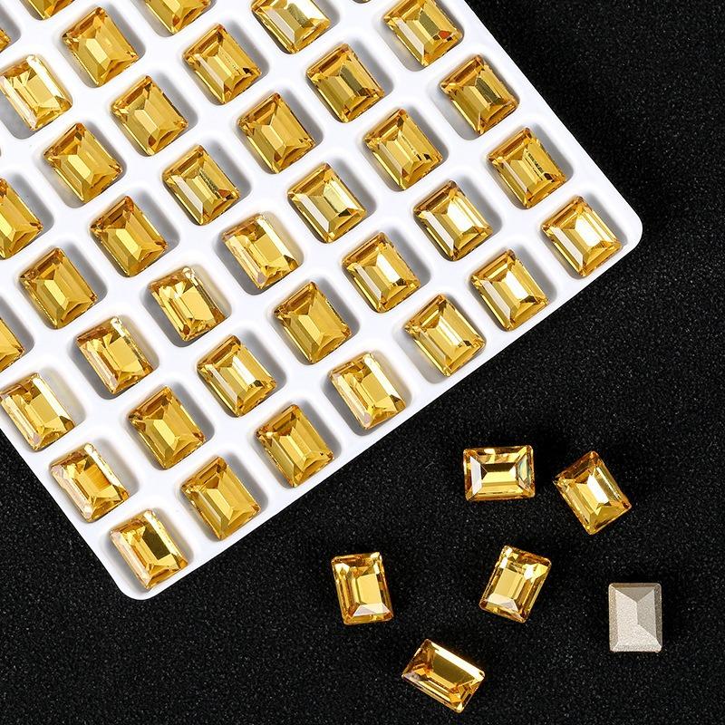 Shein Pointed Bottom Diamond Colorful Sugar Crystal Glass Diamond K9 Nail Drill Right Angle Large Rock Sugar Nail Drill