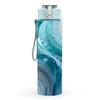 1PC Teal Blue Gold Marble Pattern 750ml Color Plastic Sports Water Bottle Leakproof Flip Straw Lid Suitable for Sports Office Home Use