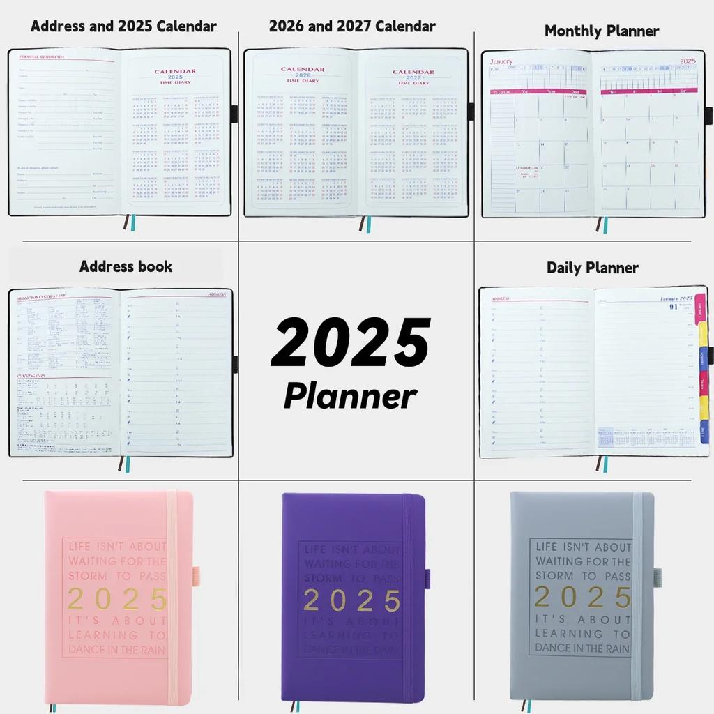 Daily Planner for 2025 English Inner Pages Leather Cover  Paper 100GSM Planner Schedule Business Week Planner Notebook