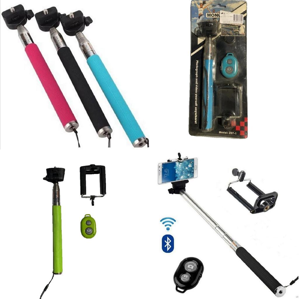 Stainless Steel Section Telescoping Selfie Stick With Bluetooth Remote For Travel Photography