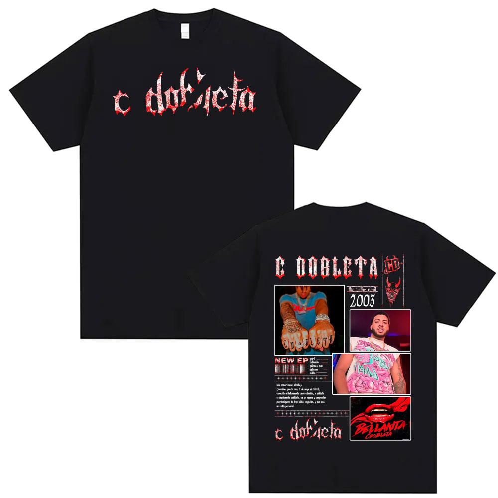 

Rapper C Dobleta Album Tour Merch T Shirts Men s Clothing Retro Hip Hop Summer T-shirt Unisex Oversized High Quality TShirt T... S разноцветный