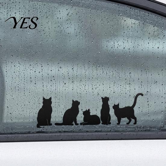 Personalized Car Decal Sticker, Waterproof PVC Self-adhesive Traceless Auto Decal, Five Cats Weatherproof Pattern Sticker for Fuel Tank Caps
