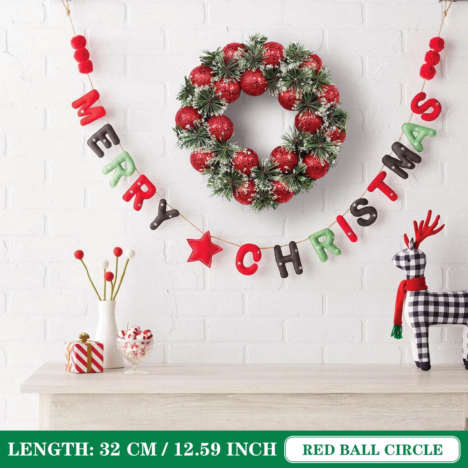 

1PC 32CM Artificial Handmade Christmas Red Wreath Fascia Wall Hanging Christmas Window Home Party Photography Decoration Wreaths 1PC-32CM