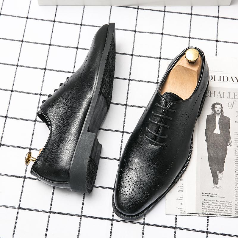 Fashion Brand Loafers Men's Leather Cloth Hollow Breathable Locke Shoes Lace-Up Dress Shoes Men's Wedding Casual Business Shoes XiAn-858
