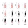 Fake Nails Ballerina False Nail Tips Long Coffin with Taichi Design White and Black Mixed Colors