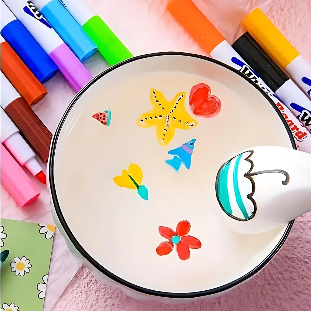12 Colors Floating Pen With Spoon,Water Floating Painting Tool,Create Magical Art