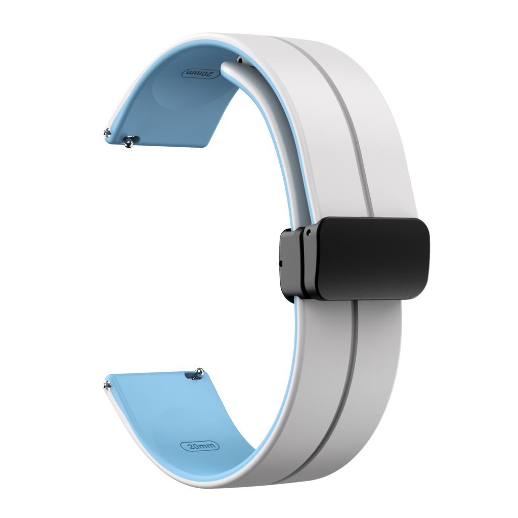 Zweifarbige weiche Silikon-Uhrenarmbänder für Amazfit Cheetah (Quadrat) Magnetischer Schnallenriemen für Amazfit GTR Mini/GTS 2 3 4/Bip 3 Pro