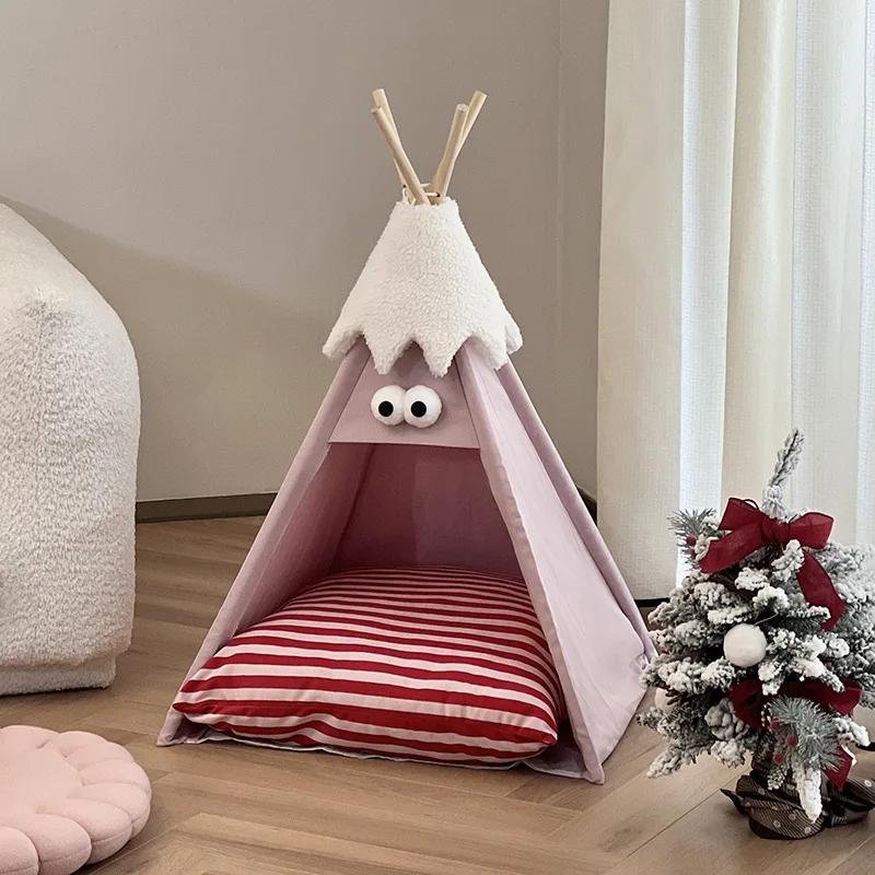 

Indoor Warm Cat House Soft Pet Bed Tent Nest Dog Kennel Cat Bed with Removable Cushion Suitable for 9KG Small Medium Large Pets