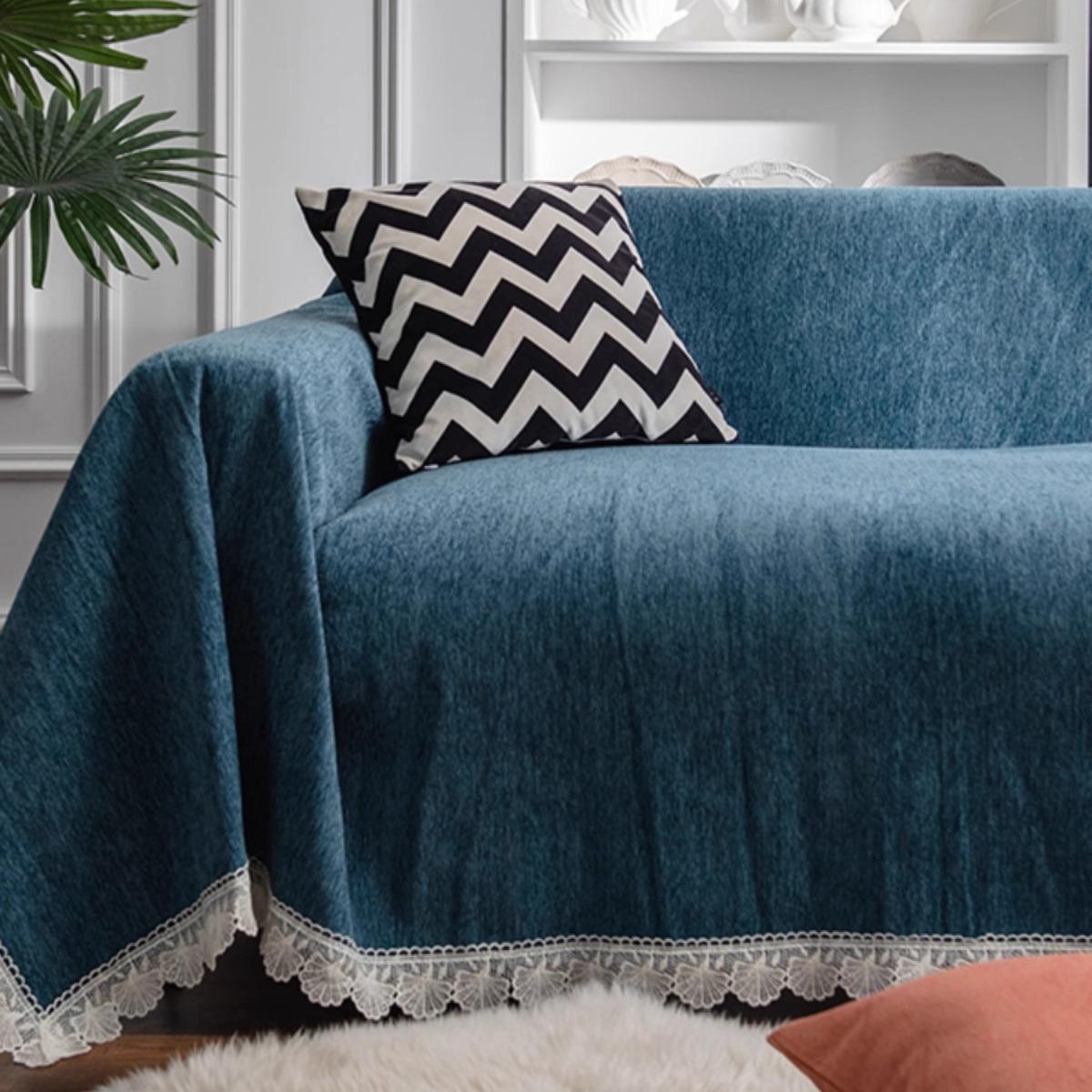 Европейское четырехсезонное простое диванное полотенце с кисточками — фото 4