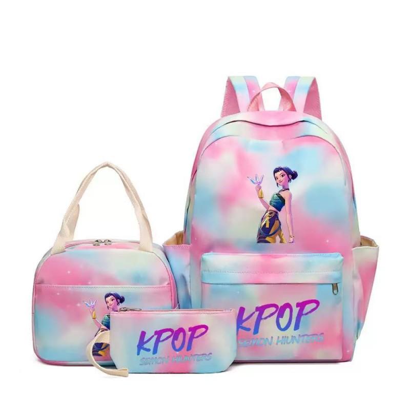 K-Pop Anime Girl Group Themed Backpack Set With Lunch Bag Pencil Case School Kids Oxford Fabric Lightweight Ergonomic Design