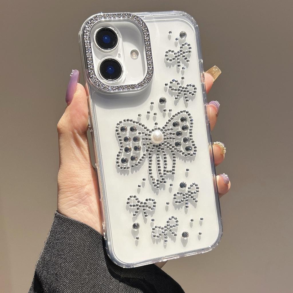 Diamond Rose Case For iPhone 14 Pro 15 ProMax 16 Pro Max Glitter Transparent Cover Funda For iPhone 13 12 11 Luxury Phone Shell