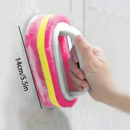 Multifunctional Bathroom and Kitchen Cleaning Brush with Handle and Thickened Sponge