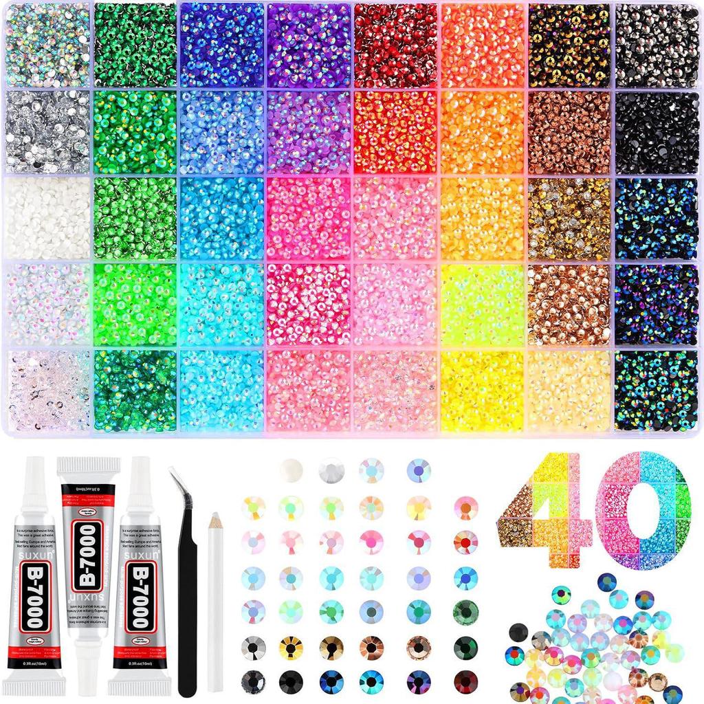 40-komorowe Rhinestones z Żywicy w Kolorach AB, Mieszane 3mm do Zdobienia Paznokci, Etui na Telefon i Ubrań DIY