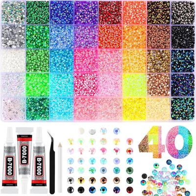 Strass colorati in resina da 3 mm: 40 Colori AB e Gelatina per Abbigliamento Fai-da-Te, Nail Art e Telefoni