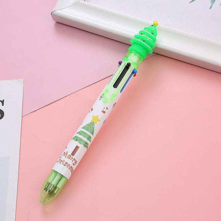 Christmas 6-Color Ballpoint Pen: Cute Holiday Gift for Students, Colorful Journaling & Office Stationery