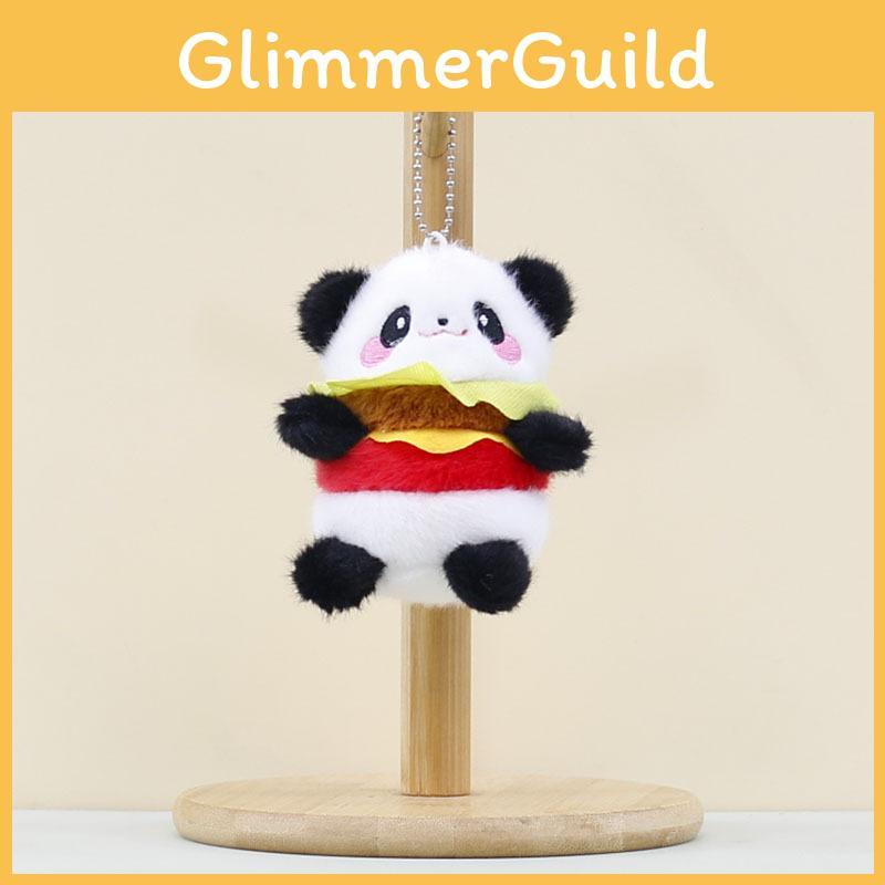 Panda Hamburger Plush Toy Keychain Stuffed Doll Pendant Bag Decoration Kids Gift