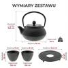 CAST IRON KETTLE 0.8L TEAPOT SET 2x CUPS STAND BLACK