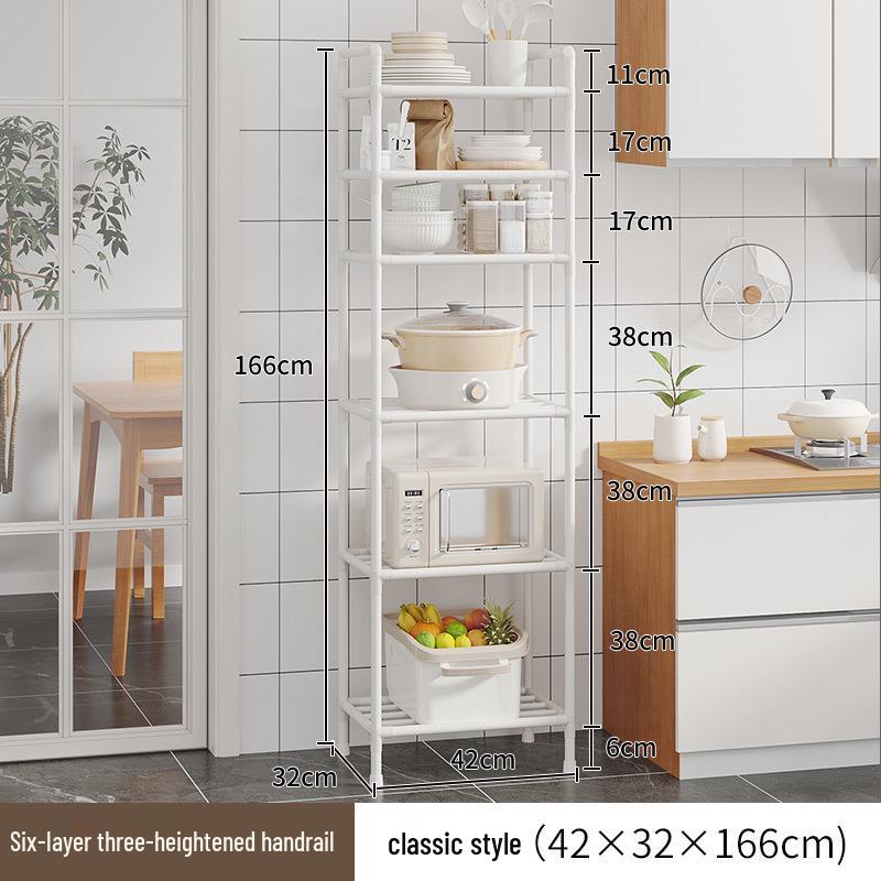 Multi-layer Kitchen Storage Shelf with Wheels - Punch-free Microwave Oven Rack & Vegetable Sundries Organizer