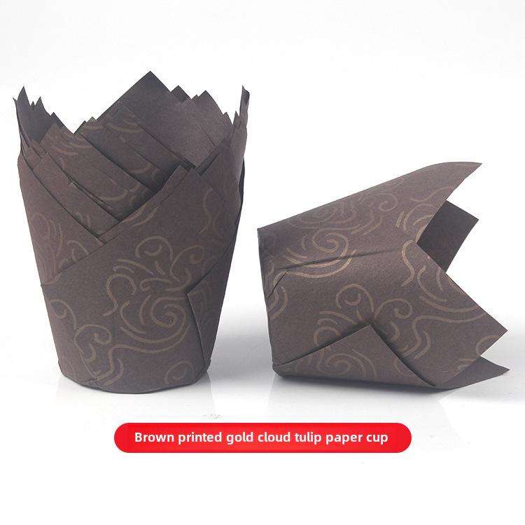 Mehrfarbige Flammen Hochtemperatur Ölfest Tulpenförmige Cupcake-Förmchen