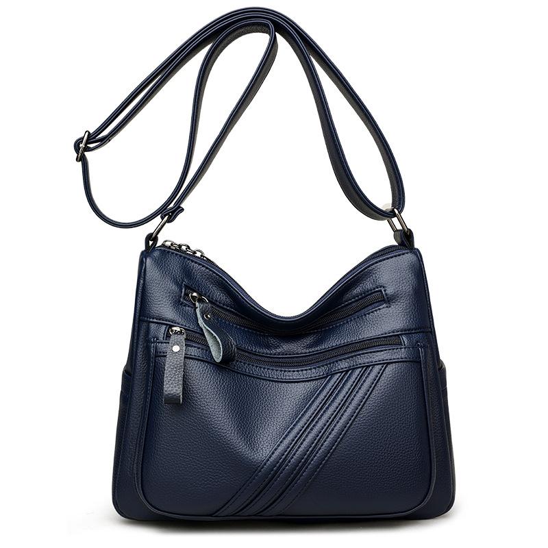 

Жіноча сумка Середнього віку Сумка для матері через плече М яка шкіряна сумка з кількома кишенями Сумка для мобільного телефону синій