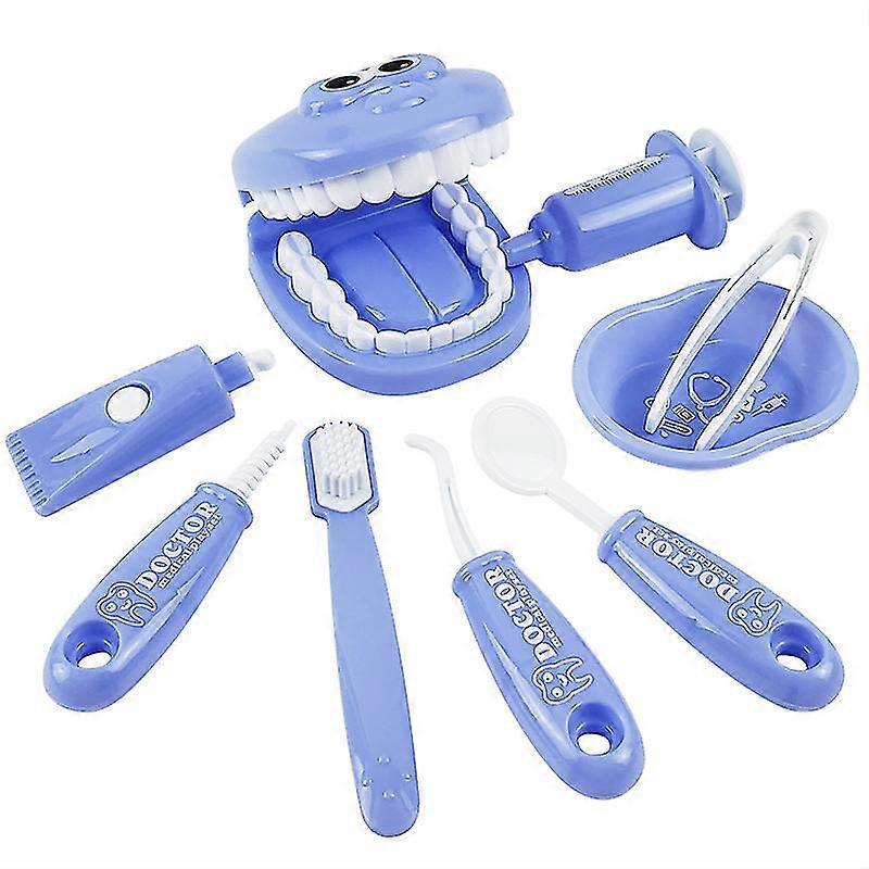 9pcs Plastic Simulation Dentist Play Set Medical Kit Pretend Toy For Kids Hygienic Habbit Cultivation Role Play Game For Childre