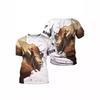 Bull Knight Print T-shirt Men's and Women's Denim 3D Print Short-sleeved Harajuku Clothes