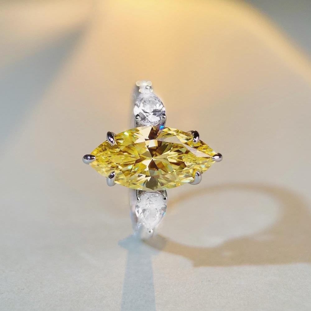 Nine Beauty High Carbon Diamond 7 Carat Zircon Marquise Ring for Women In S925 Sterling Silver