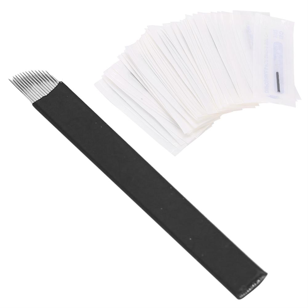 50 Stück 0,18 mm Microblading Nadeln Augenbrauen Tattoo Semi-Permanent Nadel Klinge(14 Pin )