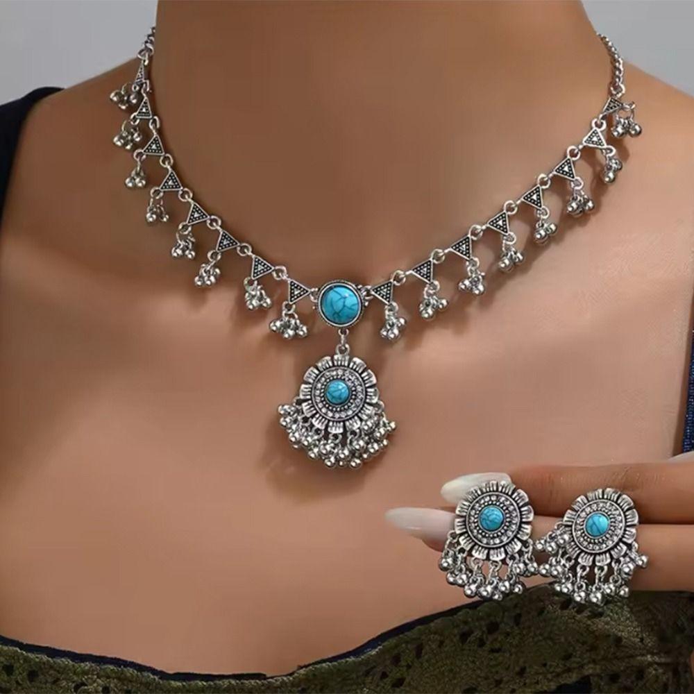 Fashion Tassel Necklace Earrings Set Ethnic Style Forehead Ornament New Women Jewelry Set  Gifts