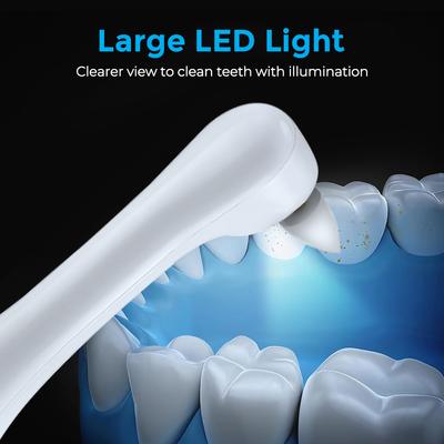 Electric Tooth Polisher Teeth Whitening Cleaner 5 Speed Modes with 6 Brush Heads LED Light Plaque Dental Tartar Remover Recharge